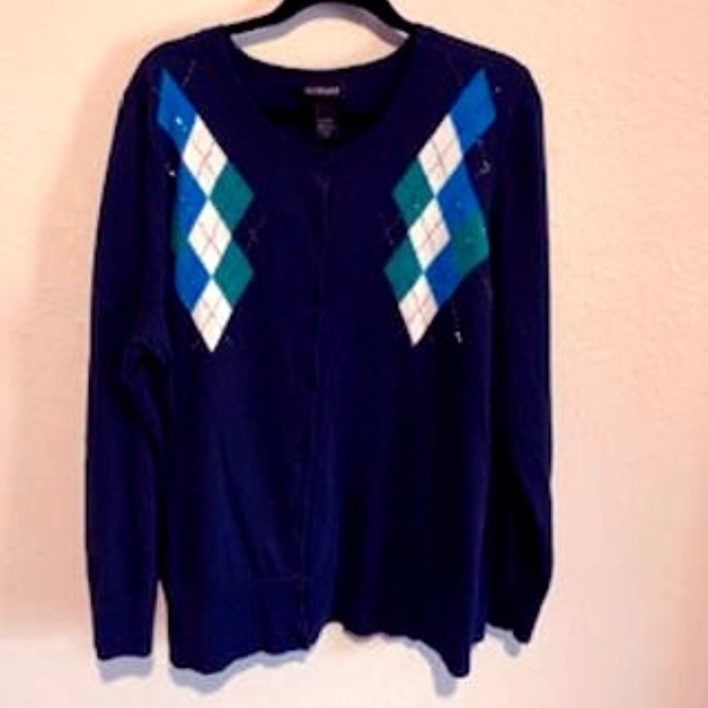 Lane Bryant Navy Blue Diamond Design